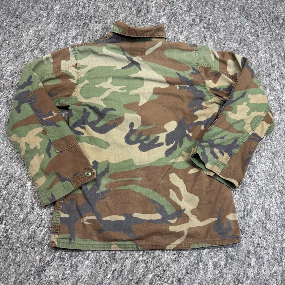 USMC Woodland Camo Combat Jacket Military Utility Shirt Eagle Globe Anchor XS